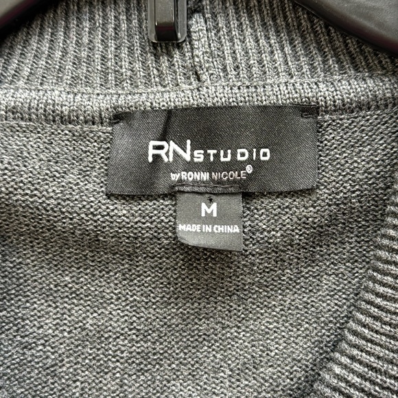 Ronni Nicole Sweater‎ Dress, Faux Wrap Style, Buckle Detail, Gray, in Size M NWT - Picture 15 of 16